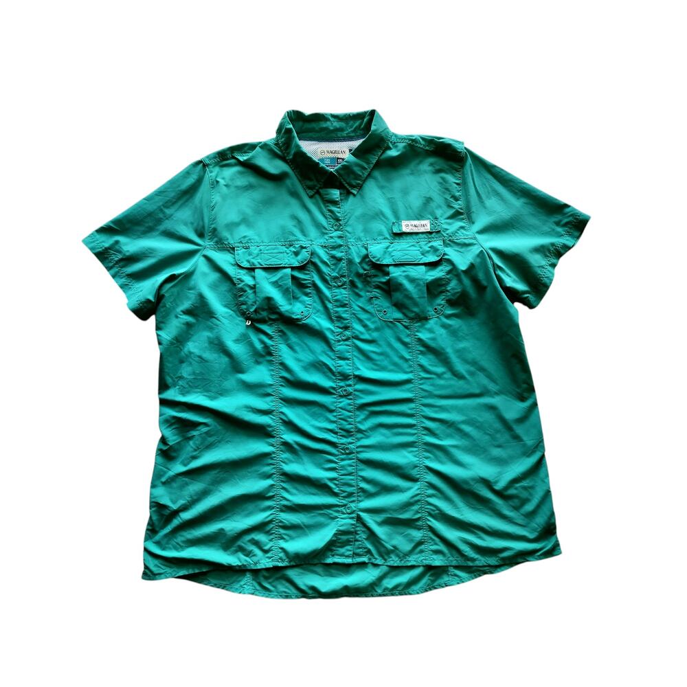 Magellan‎ Women's Teal Outdoors Fish Gear Angler Fit Button Shirt Plus Size XXL